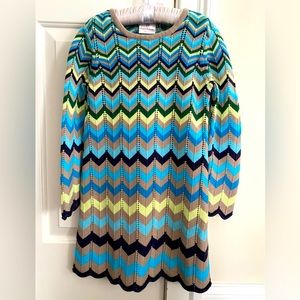 Hanna Andersson girls chevron knitted sweater dress (size 6-7)